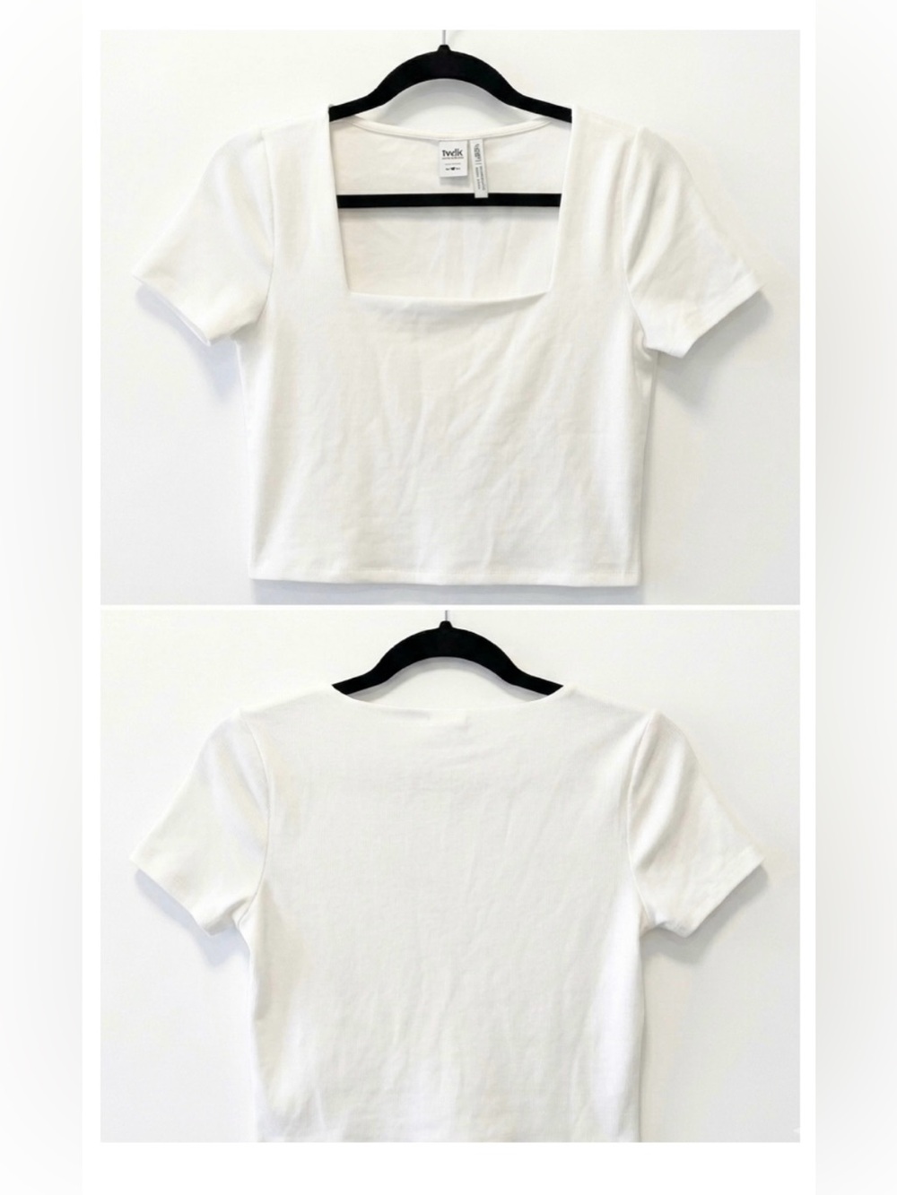 TWIK  (Simons) Cream / White  Square Neck Crop Top - Medium